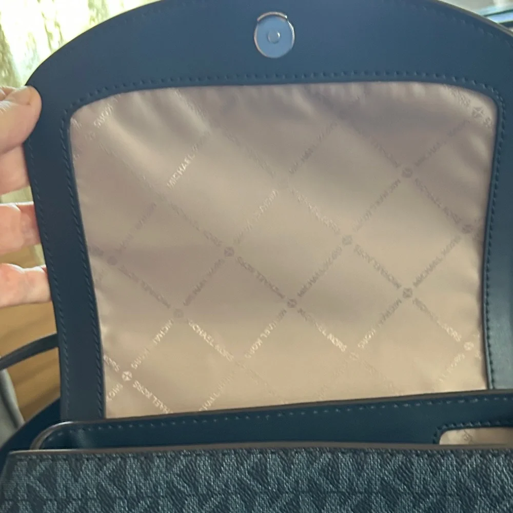 Michael Kors Signature Jet set Navy and Silver‎ MK Logo Backpack